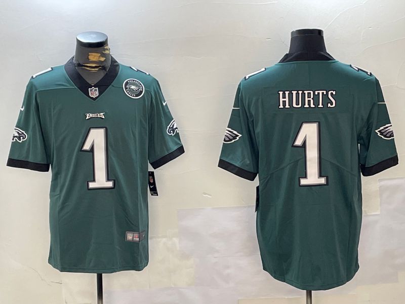 Men Philadelphia Eagles #1 Hurts Green Second generation 2024 Nike Limited NFL Jersey style 3